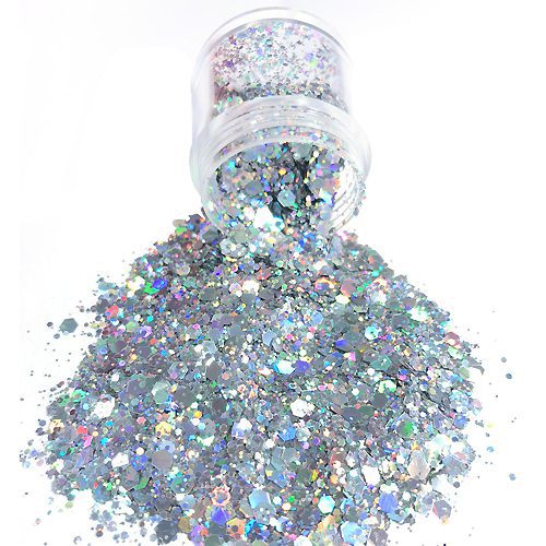 Chunky Glitters voor Lichaam en Gezicht (Zilver) (8g)