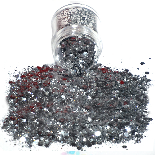 Chunky Glitters voor Lichaam en Gezicht (Zilver/Zwart) (8g)