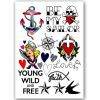 Temporary Tattoo Hart/Anker/Kompas/Love/Kruis/Hartjes (A5 formaat)