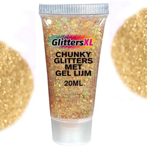 Chunky Glitters Tube voor Lichaam en Gezicht (Goud) (20ml)