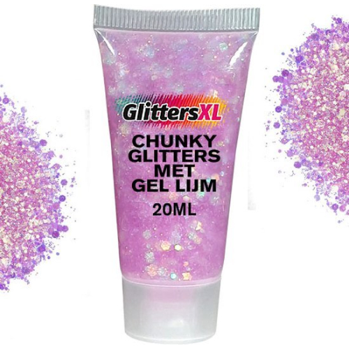 Chunky Glitters Tube voor Lichaam en Gezicht (Roze) (20ml)