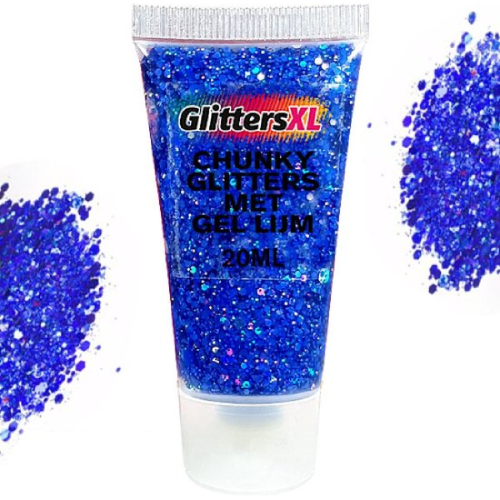 Chunky Glitters Tube voor Lichaam en Gezicht (Blauw) (20ml)