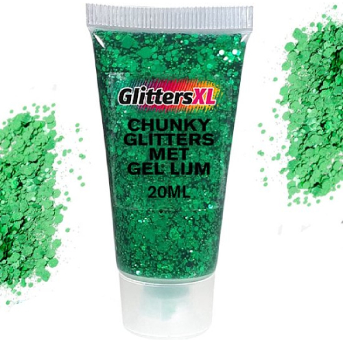 Chunky Glitters Tube voor Lichaam en Gezicht (Groen) (20ml)