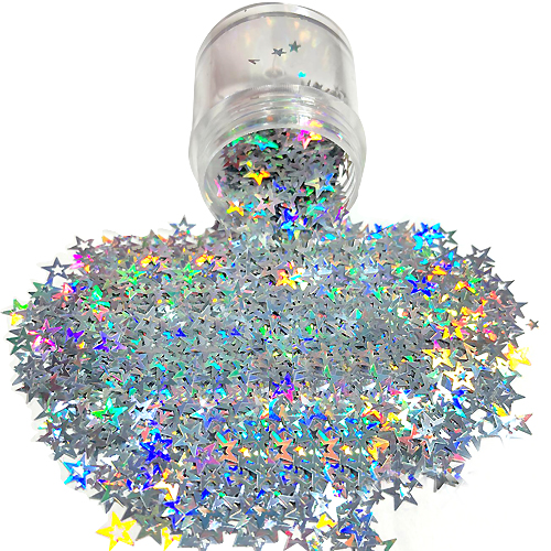 Chunky Glitters voor Lichaam en Gezicht (Zilveren Sterren) (8g)