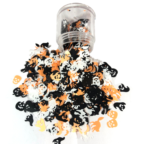 Chunky Glitters voor Lichaam en Gezicht (Halloween Figuurtjes Zwart/Oranje) (8g)