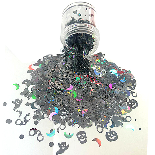 Chunky Glitters voor Lichaam en Gezicht (Halloween Figuurtjes Zilver) (8g)