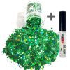 Chunky Glitters voor Lichaam en Gezicht (Groen) (8g) + Glitter Gel Huid Lijm (4ml)