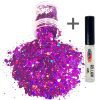 Chunky Glitters voor Lichaam en Gezicht (Paars) (8g) + Glitter Gel Huid Lijm (4ml)