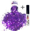 Chunky Glitters voor Lichaam en Gezicht (Paars) (8g) + Glitter Gel Huid Lijm (4ml)