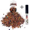 Chunky Glitters voor Lichaam en Gezicht (Bruin/Rosegoud) (8g) + Glitter Gel Huid Lijm (4ml)