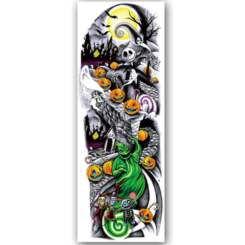 Temporary Tattoo Arm Sleeve Halloween (48x17cm)