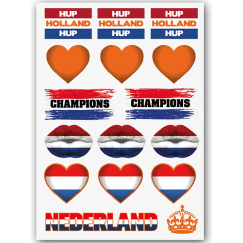 Temporary Tattoo Nederland / Holland Oranje (A5 formaat)