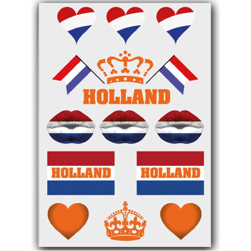 Temporary Tattoo Nederland / Holland Oranje (A5 formaat)