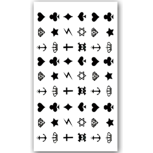 Temporary Tattoo Hart/Bliksem/Kroon/Kruis/Anker/Ster/Diamant (10x6 cm)