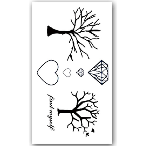 Temporary Tattoo Boom/Hart/Diamant (10x6 cm)