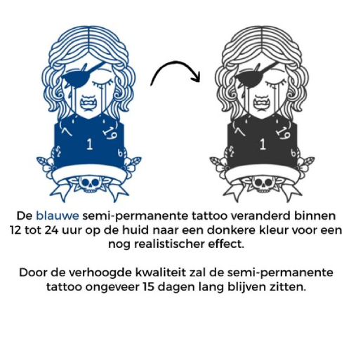 Temporary Tattoo Piraat Vrouw (8x11 cm)