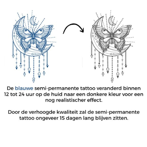 Temporary Tattoo Maan en Vlinder (8x11 cm)