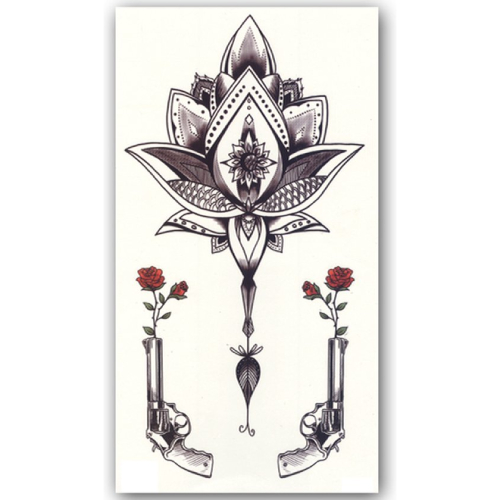 Temporary Tattoo Bloem/Pistool (21x12 cm)