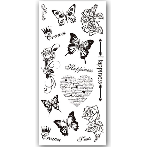 Temporary Tattoo Vlinders/Rozen/Happiness/Hart (19x9 cm)