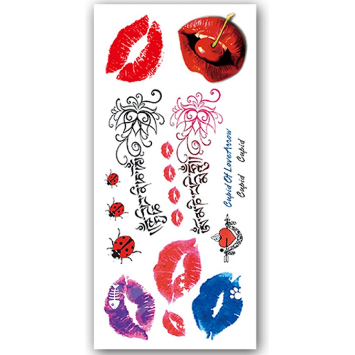 Temporary Tattoo Kus/Lippen/Hartje (19x9 cm)