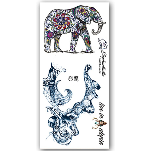 Temporary Tattoo Olifant/Hert (19x9 cm)