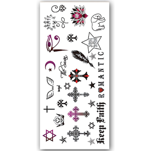 Temporary Tattoo Kruis/Ster/Spiritueel/Religie (19x9 cm)