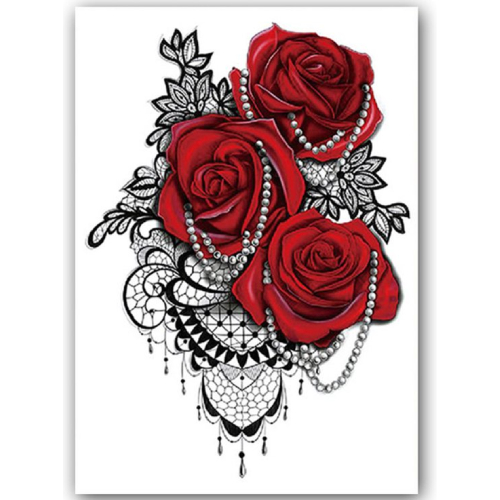 Temporary Tattoo Rode Rozen (A5 formaat)