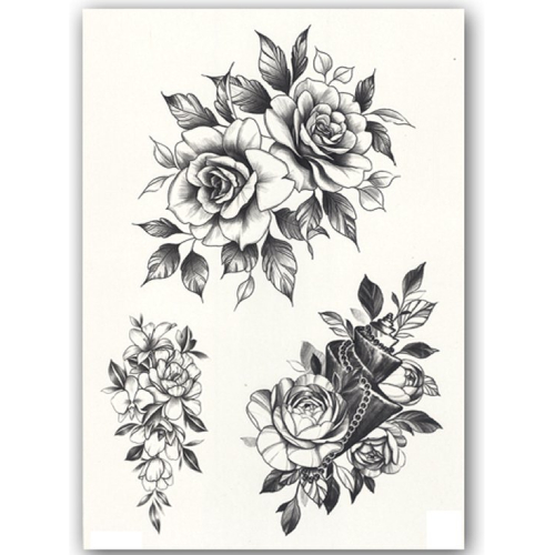 Temporary Tattoo Rozen/Bloemen/Roos (A5 formaat)