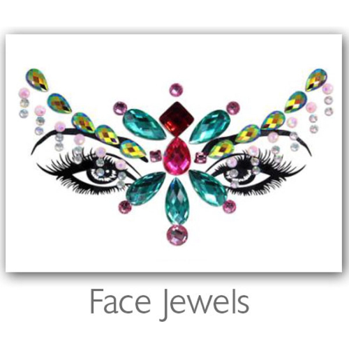 Festival Diamant Face Jewels (Blauw/Groen/Roze)