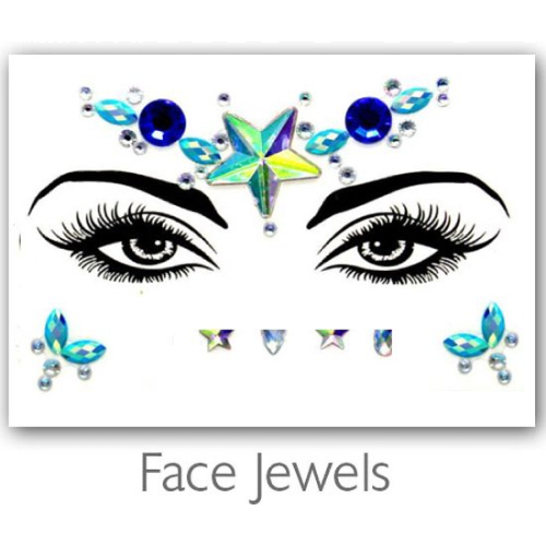 Festival Diamant Face Jewels (Blauw/Groen)