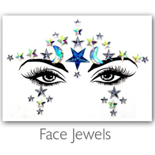 Festival Diamant Face Jewels (Zilver/Blauw)