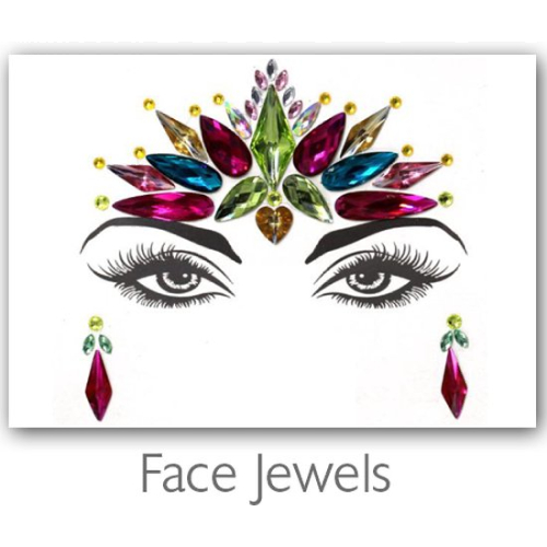 Festival Diamant Face Jewels (Paars/Blauw/Groen)