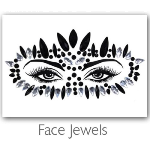 Festival Diamant Face Jewels (Zwart/Zilver)