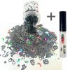 Chunky Glitters voor Lichaam en Gezicht (Halloween Figuurtjes Zilver) (8g) + Glitter Gel Huid Lijm (4ml)