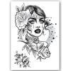 Temporary Tattoo Vrouw/Bloemen/Rozen (A5 formaat)