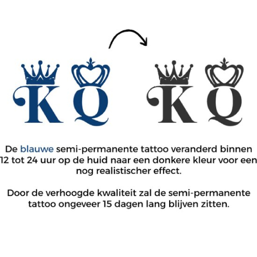 Temporary Tattoo King/Queen Koning/Koningin (6x6 cm)