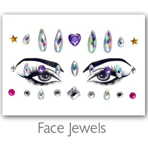 Festival Diamant Face Jewels (Zilver/Paars/Roze)