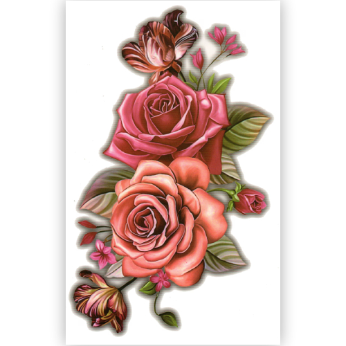 Temporary Tattoo Rode Rozen / Roze Bloemen (A5 formaat)