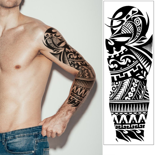 Temporary Tattoo Arm Sleeve Tribal (48x17cm)